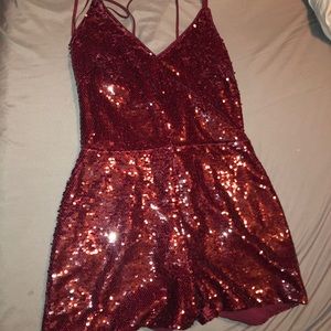 Sequin Maroon Romper by Adelyn Rae never worn great shape.